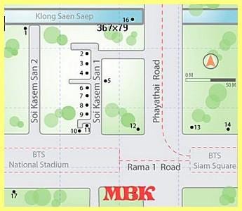 品质购物中心在曼谷的地图