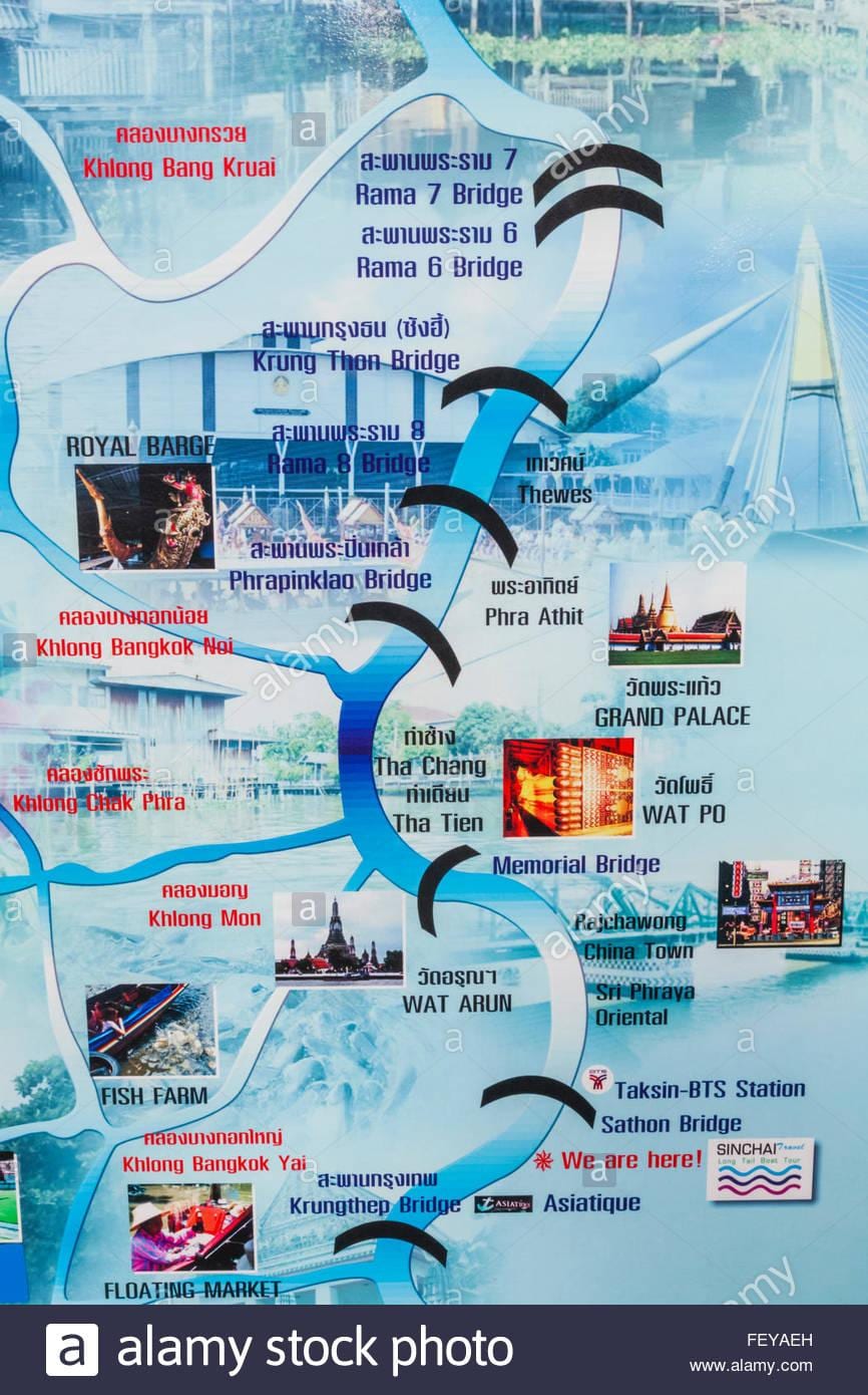 地图曼谷的湄南河