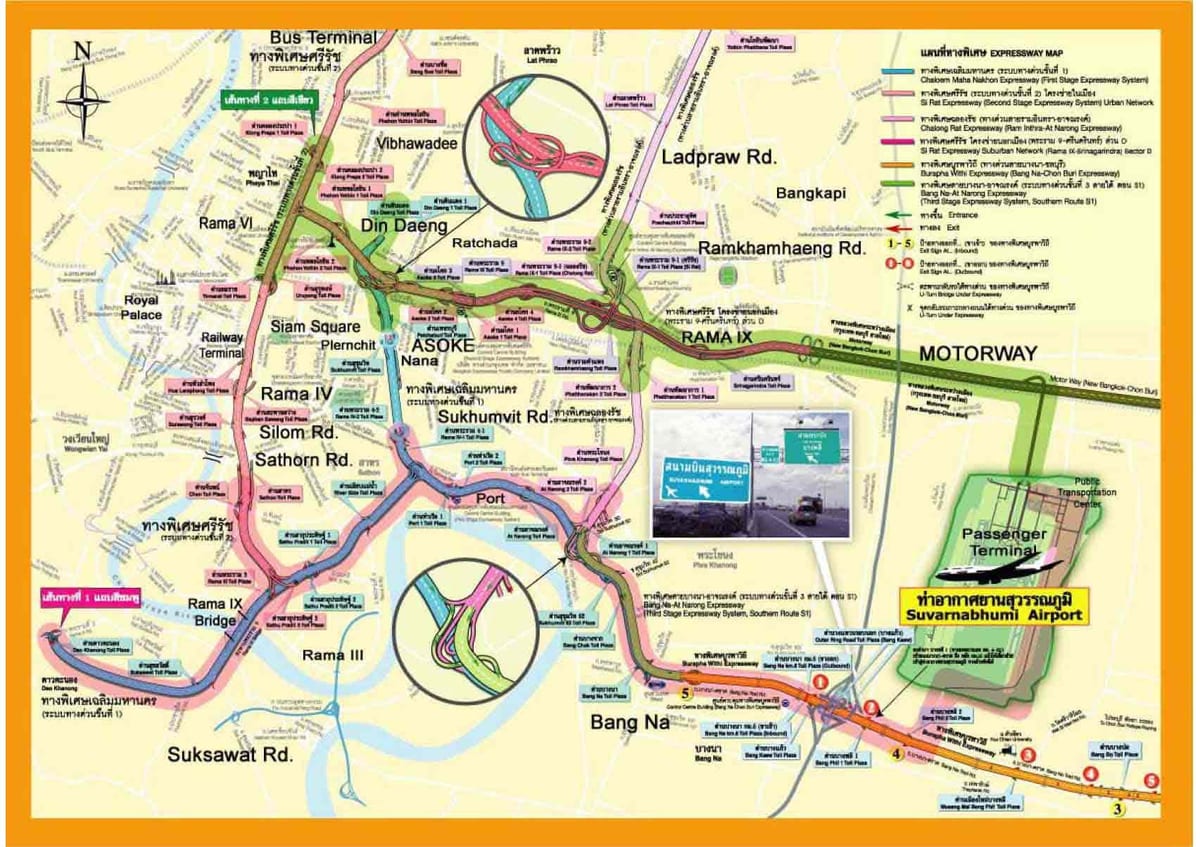 地图曼谷的高速公路