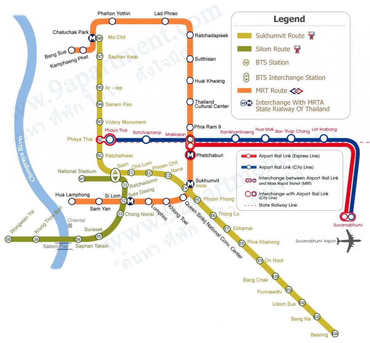 地铁bts曼谷的地图