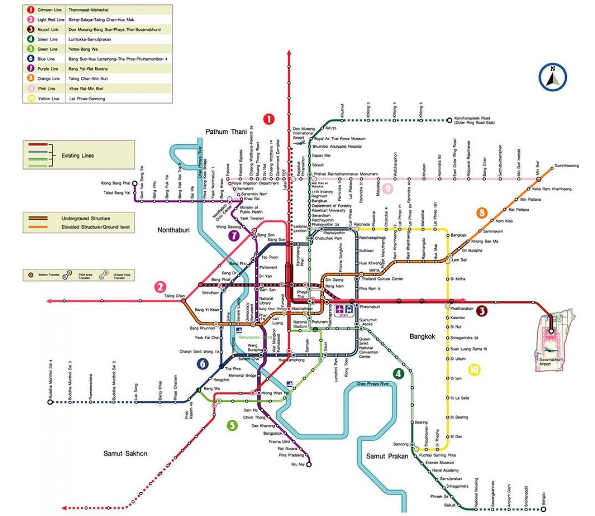 曼谷的地铁站地图