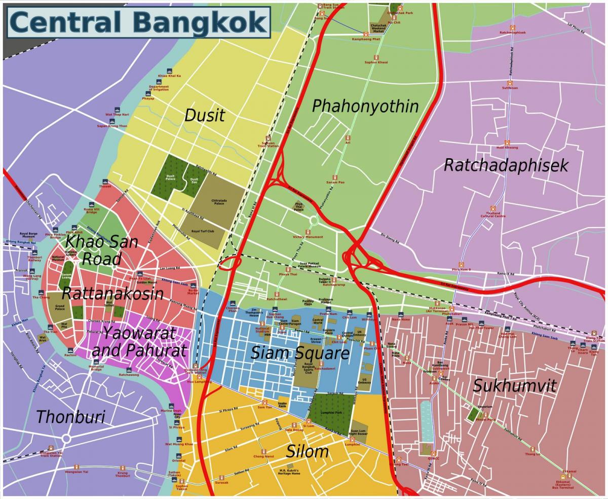 区域的曼谷的地图