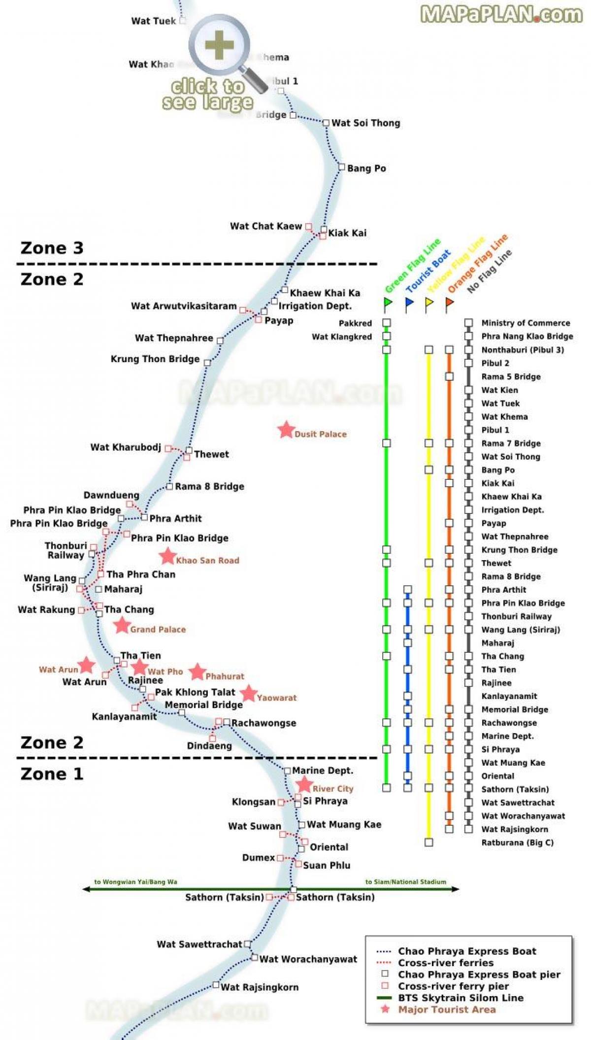 曼谷河的渡船地图
