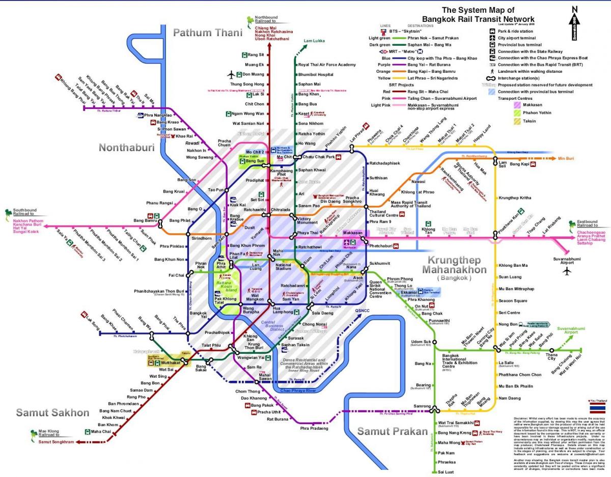曼谷铁路线的地图