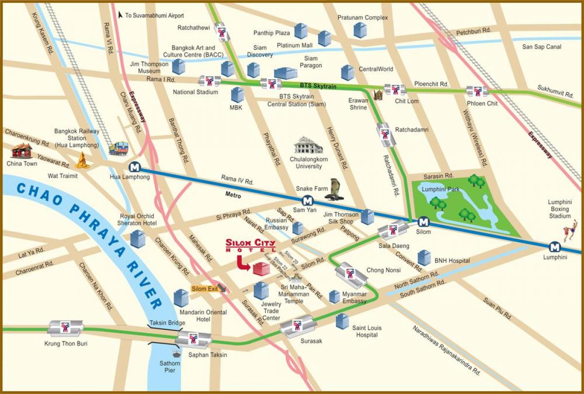 地图的河城市曼谷