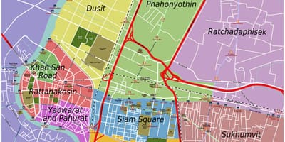 区域的曼谷的地图