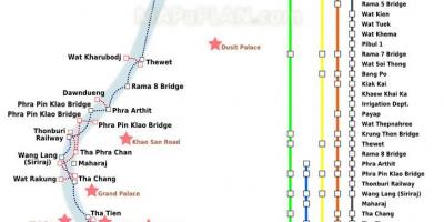 曼谷河的渡船地图